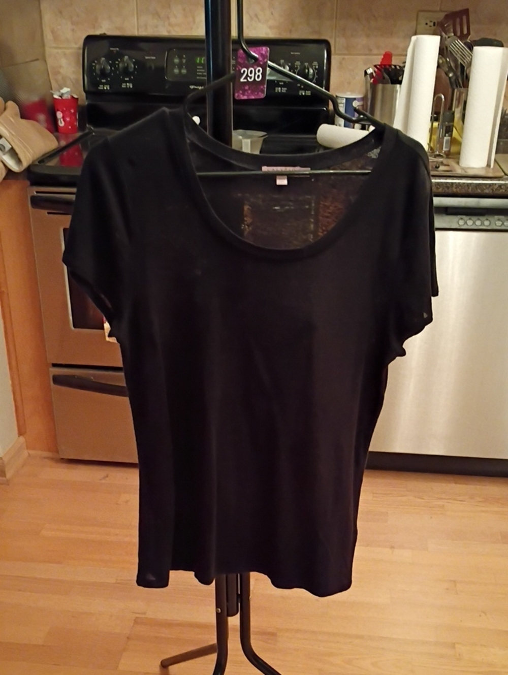 Calypso St. Barth Black Scoop Neck Short Sleeve Tee - 100 Percent Linen